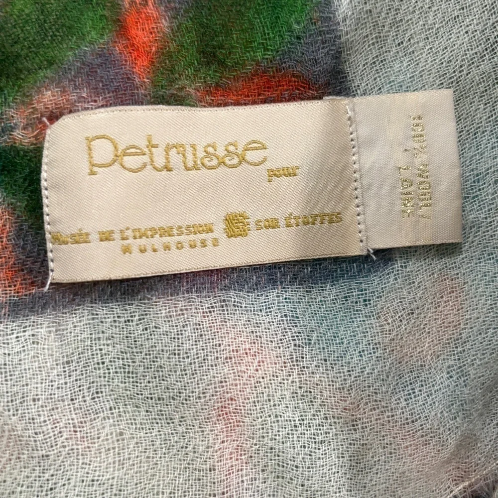 Petrusse Paris Luxury Wool Floral Scarf, 43" x 43" - Picture 2 of 6